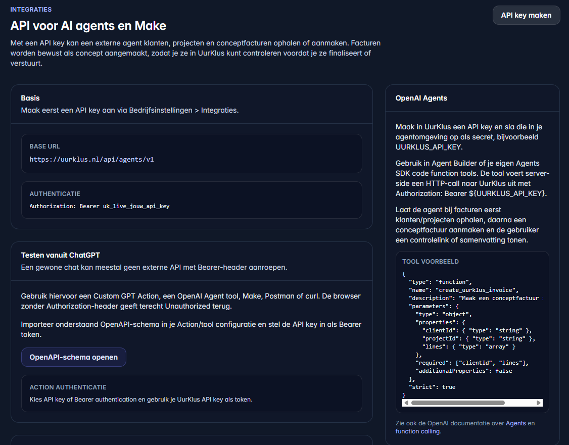 AI agents en API met UurKlus