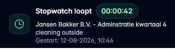 Lopende stopwatchbalk onderin UurKlus